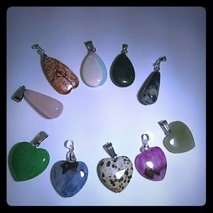 10 Gemstone Pendants Lot
